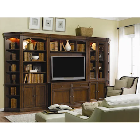 Traditional Modular Wall System with Entertainment Unit
